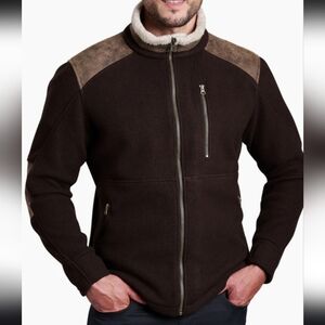 Kuhl Alpineworx full zip fleece and suede black and brown jacket L